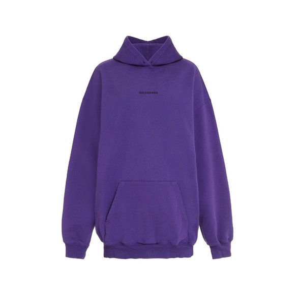 Balenciaga Medium Fit Hoodie Deep Purple Logo